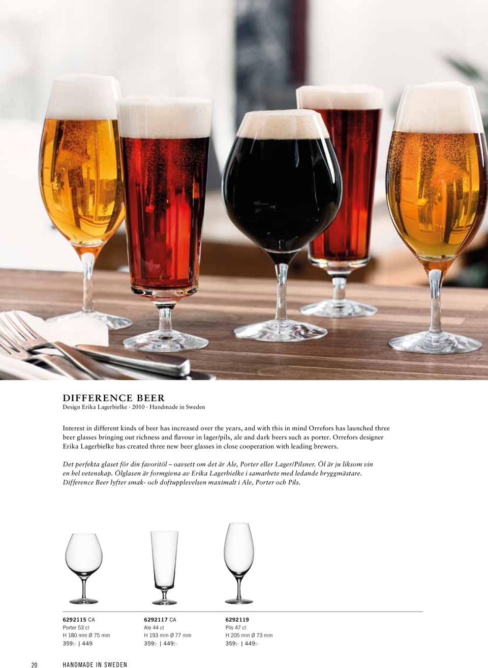 Orrefors designer Erika Lagerbielke has created three new beer glasses in close cooperation with leading brewers.
