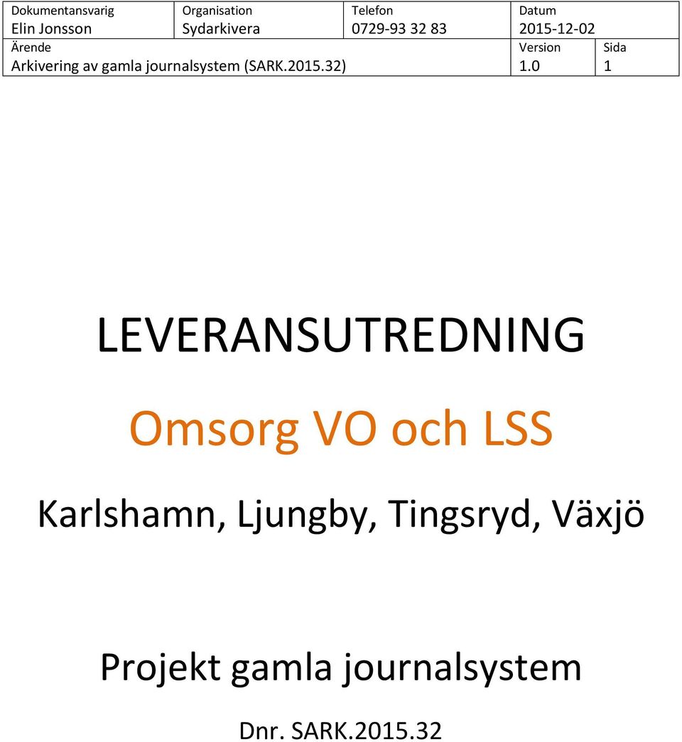 Tingsryd, Växjö Projekt gamla