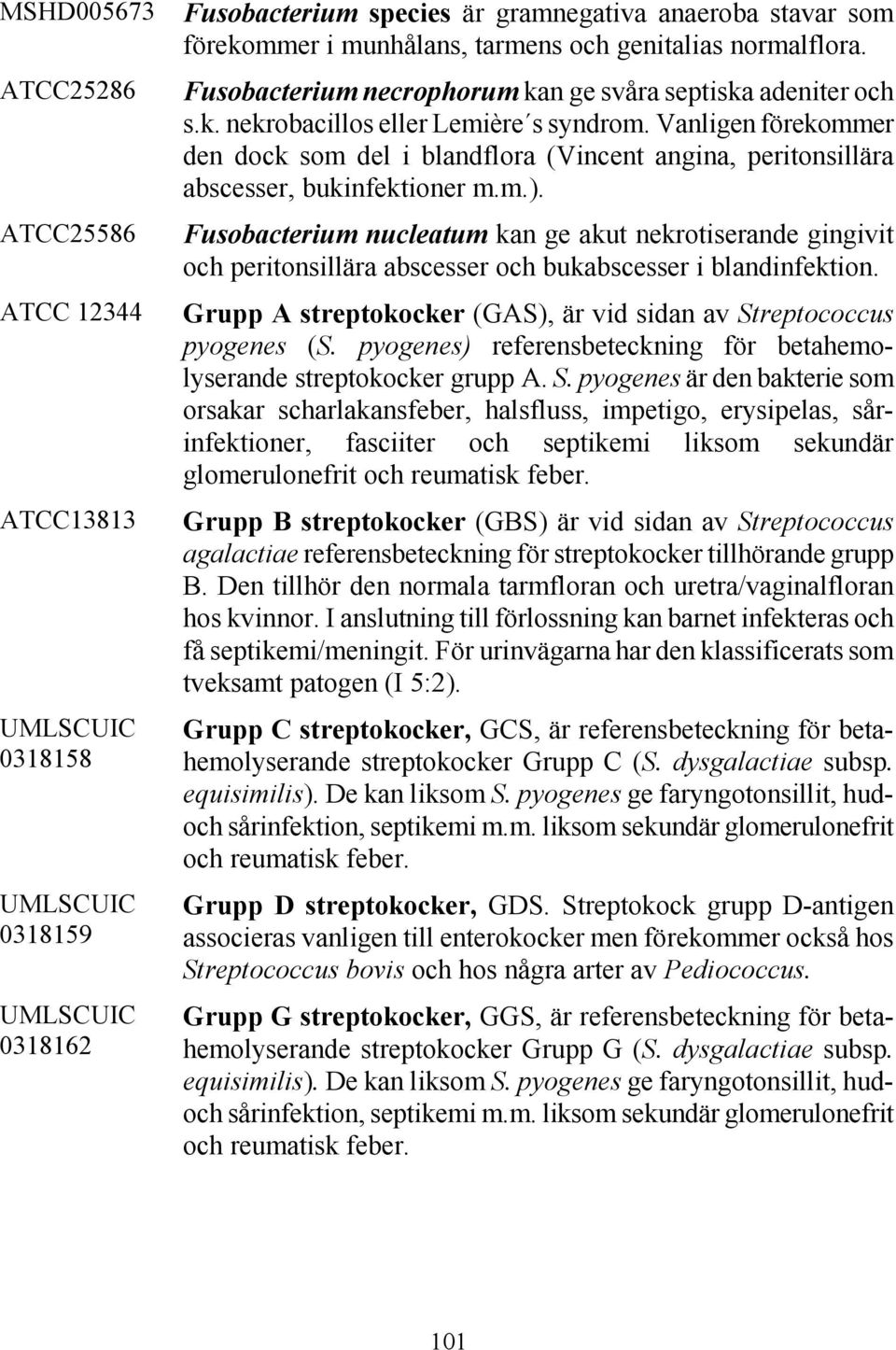 Vanligen förekommer den dock som del i blandflora (Vincent angina, peritonsillära abscesser, bukinfektioner m.m.).