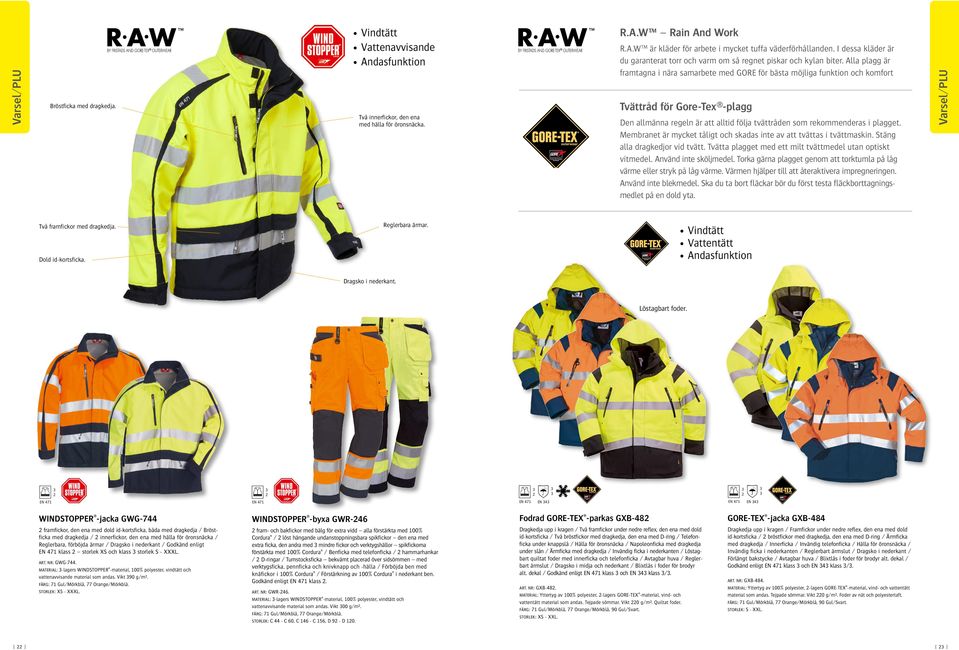 Alla plagg är framtagna i nära samarbete med GORE för bästa möjliga funktion och komfort Tvättråd för Gore-Tex -plagg Den allmänna regeln är att alltid följa tvättråden som rekommenderas i plagget.