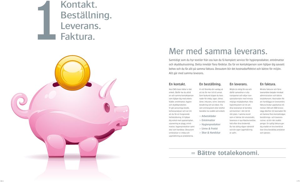 Allt går med samma leverans. En kontakt. En beställning. En leverans. En faktura. Hos CWS-boco håller vi det enkelt.