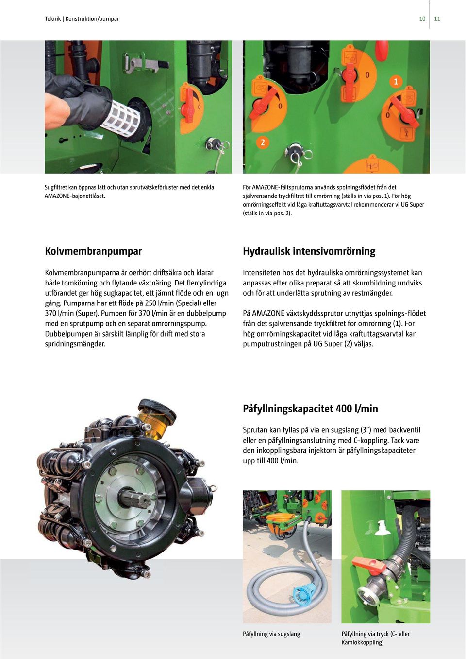 För hög omrörningseffekt vid låga kraftuttagsvarvtal rekommenderar vi UG Super (ställs in via pos. 2).