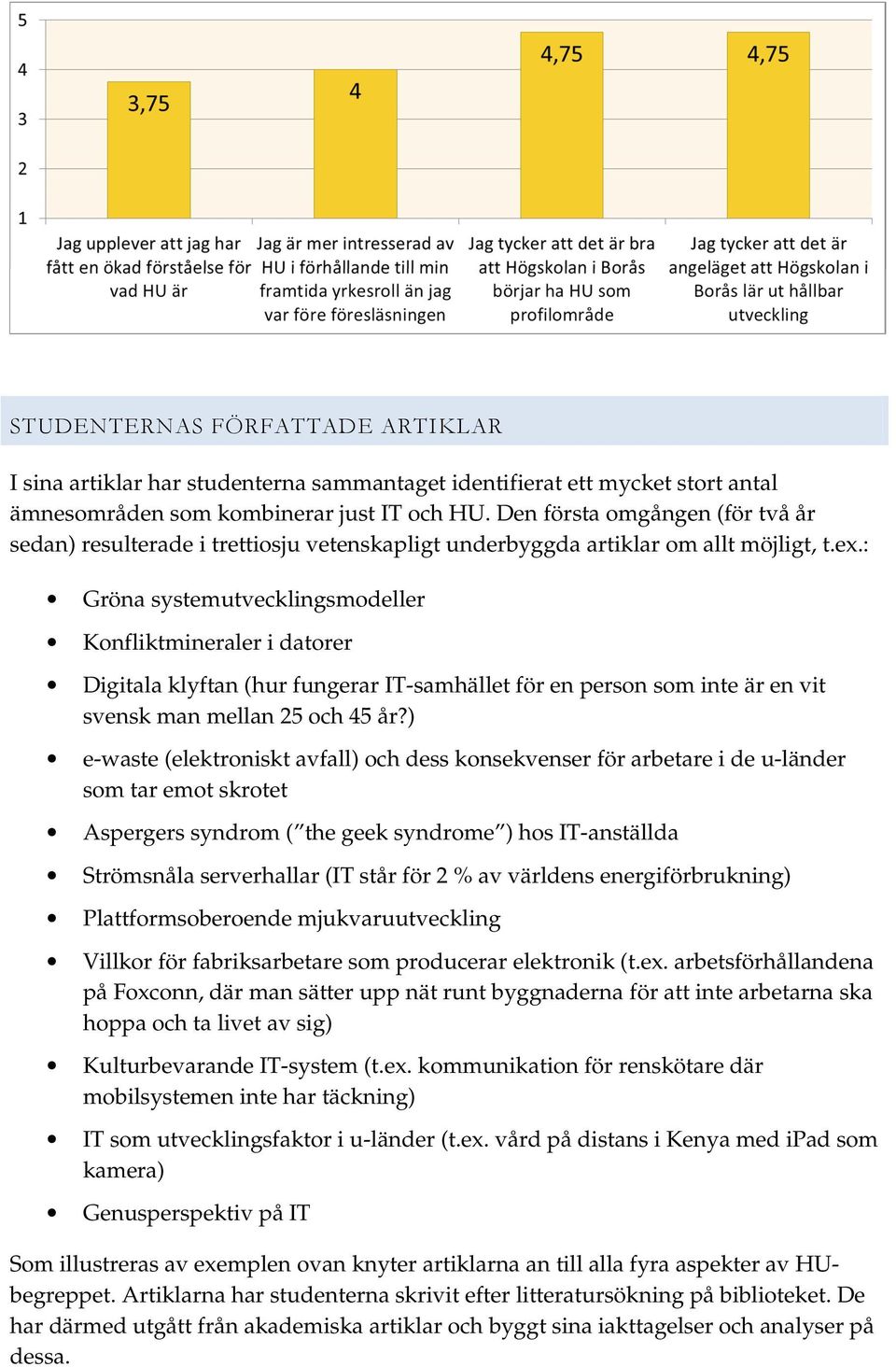 : Gröna systemutvecklingsmodeller Konfliktmineraler i datorer Digitala klyftan (hur fungerar IT-samhället för en person som inte är en vit svensk man mellan 25 och 45 år?