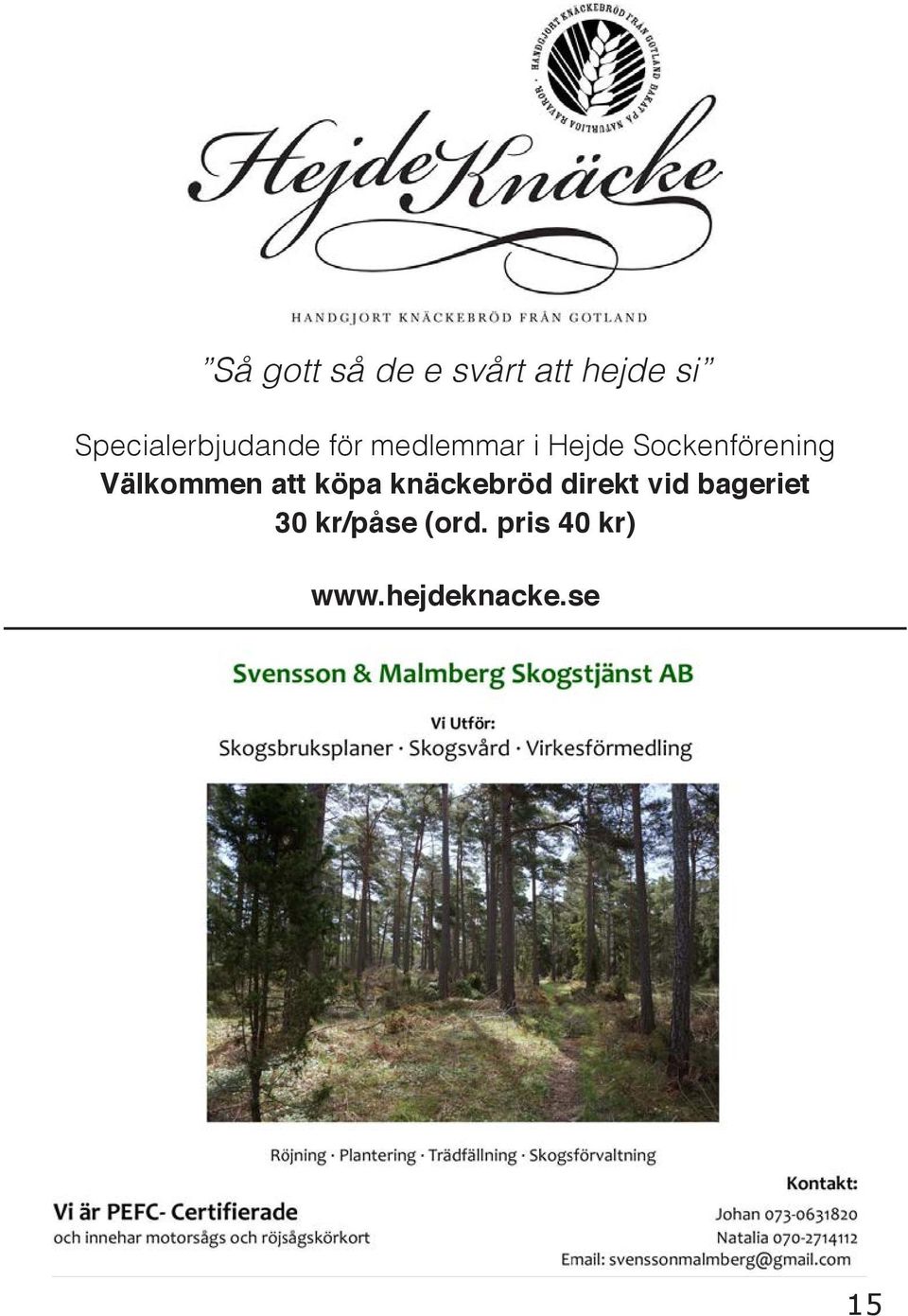 Sockenförening Välkommen att köpa knäckebröd