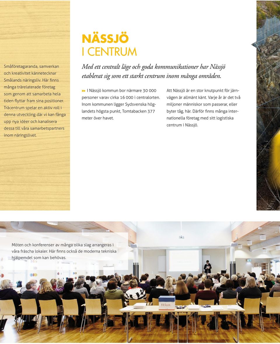 Med ett centralt läge och goda kommunikationer har Nässjö etablerat sig som ett starkt centrum inom många områden. I Nässjö kommun bor närmare 30 000 personer varav cirka 16 000 i centralorten.