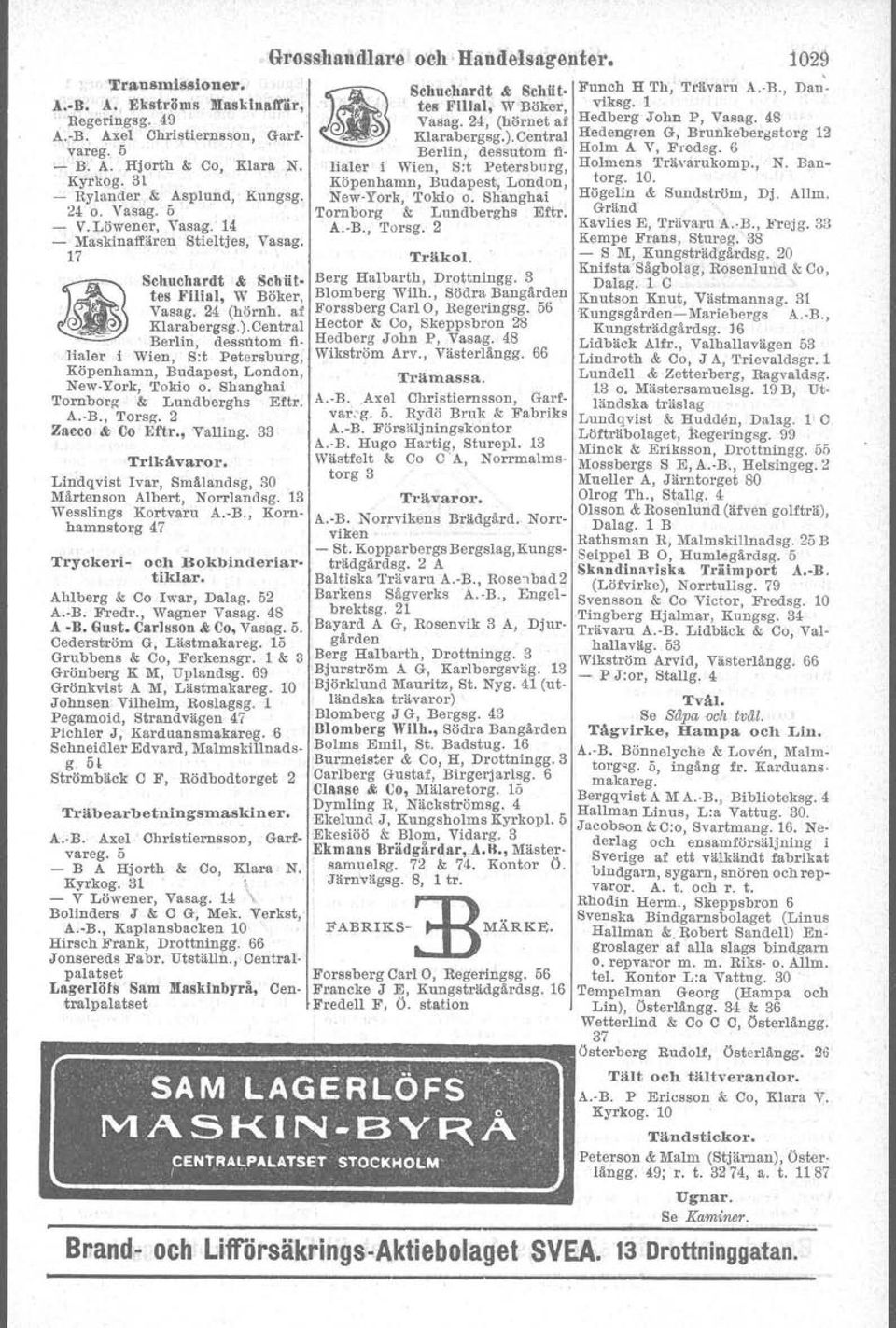 Shanghai Tornborl( & Lundberghs Eftr. A. B., 'I'or'sg. 2 Zaeeo & Co Ertr., Valling. 33 Trikåvaror. Lindqvist Ivar, Smä1andsg, 30 Märtenson Albert, Norrlandsg. 13 Wesslings Kortvaru A.-B.
