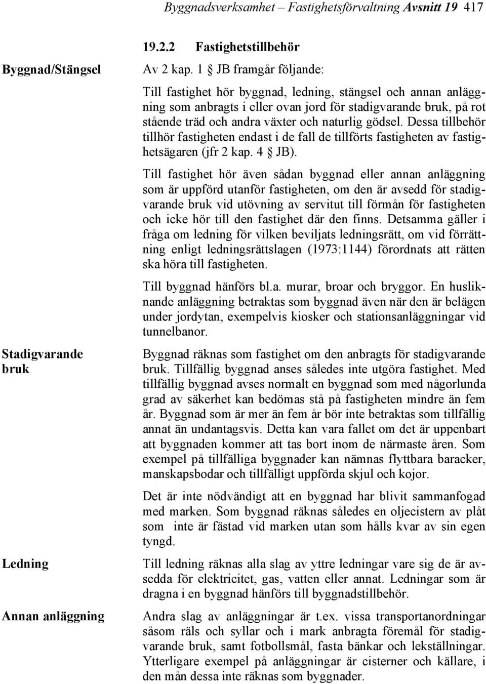 gödsel. Dessa tillbehör tillhör fastigheten endast i de fall de tillförts fastigheten av fastighetsägaren (jfr 2 kap. 4 JB).