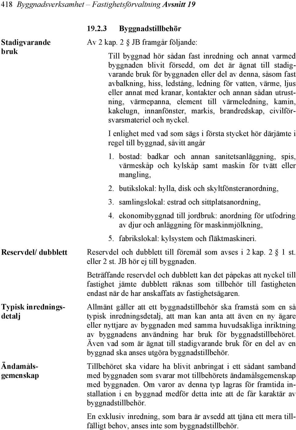 avbalkning, hiss, ledstång, ledning för vatten, värme, ljus eller annat med kranar, kontakter och annan sådan utrustning, värmepanna, element till värmeledning, kamin, kakelugn, innanfönster, markis,