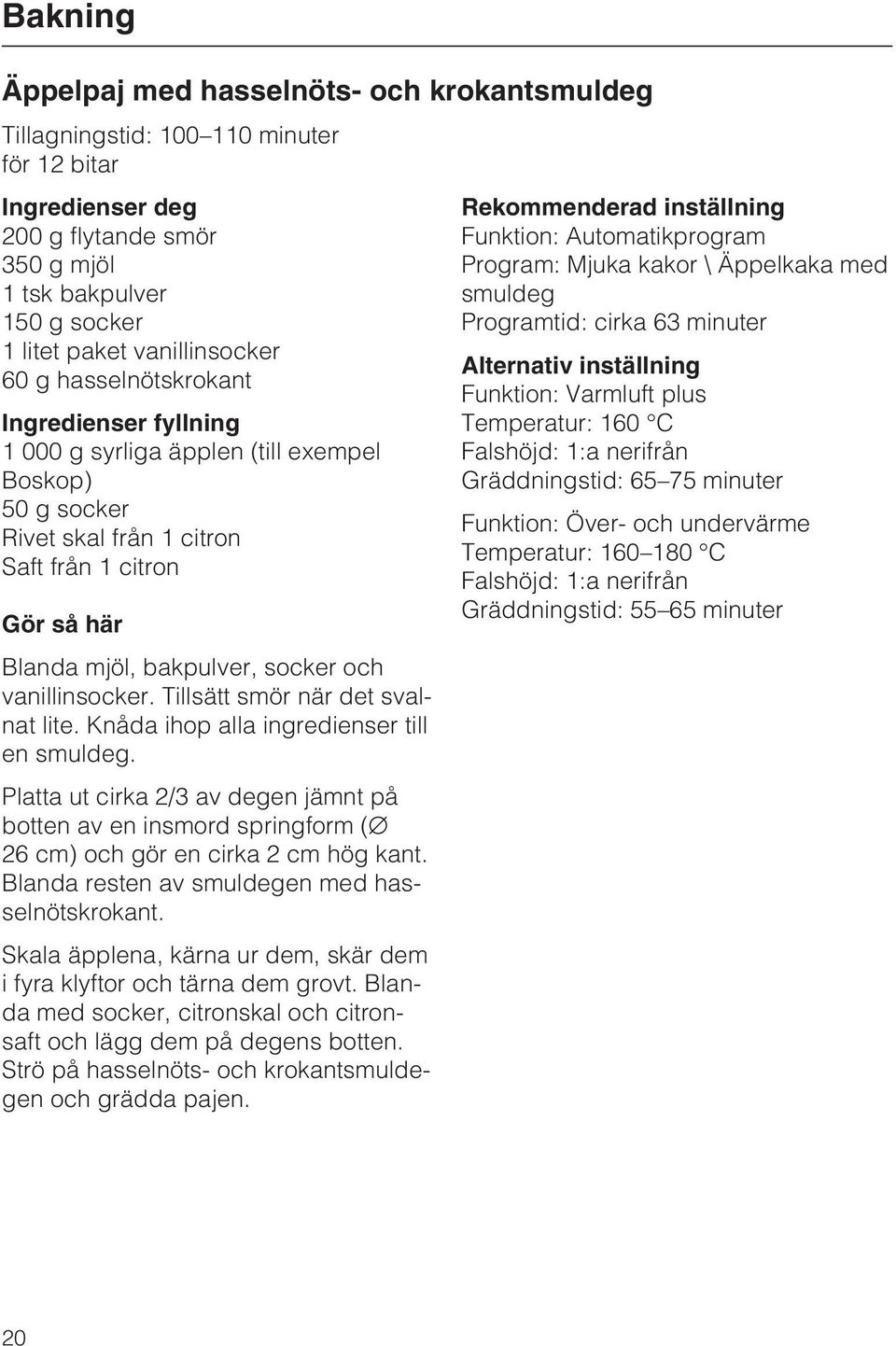 Tillsätt smör när det svalnat lite. Knåda ihop alla ingredienser till en smuldeg. Platta ut cirka 2/3 av degen jämnt på botten av en insmord springform ( 26 cm) och gör en cirka 2 cm hög kant.