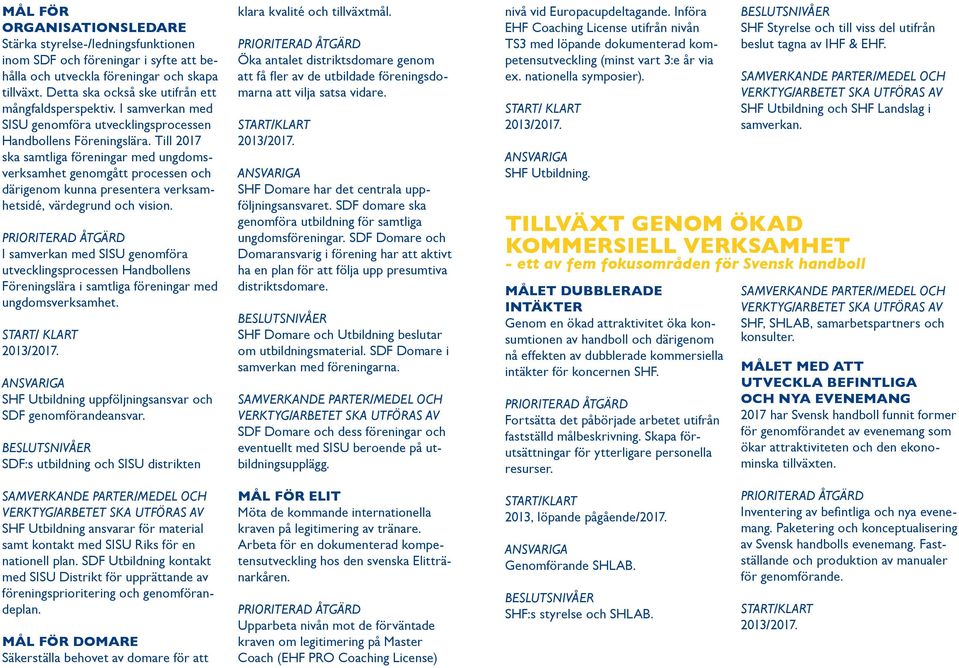 Till 2017 ska samtliga föreningar med ungdomsverksamhet genomgått processen och därigenom kunna presentera verksamhetsidé, värdegrund och vision.