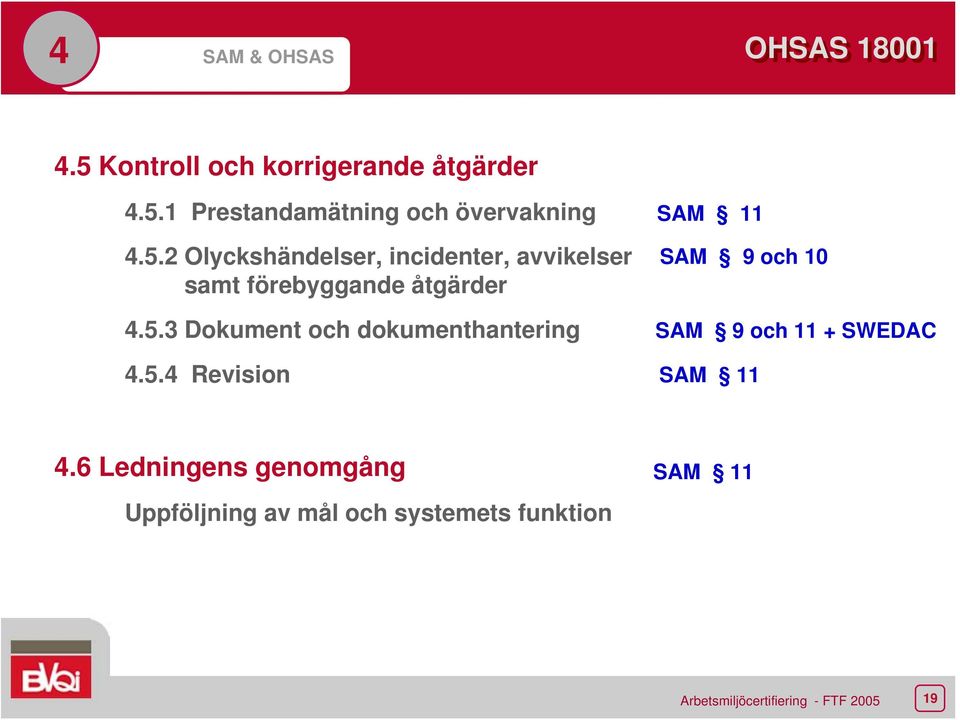 5.4 Revision SAM 11 SAM 9 och 10 SAM 9 och 11 + SWEDAC SAM 11 4.