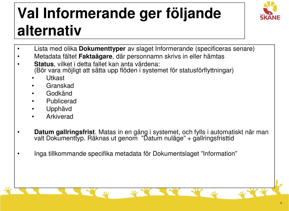 statusförflyttningar) Utkast Granskad Godkänd Publicerad Upphävd Arkiverad Datum gallringsfrist.