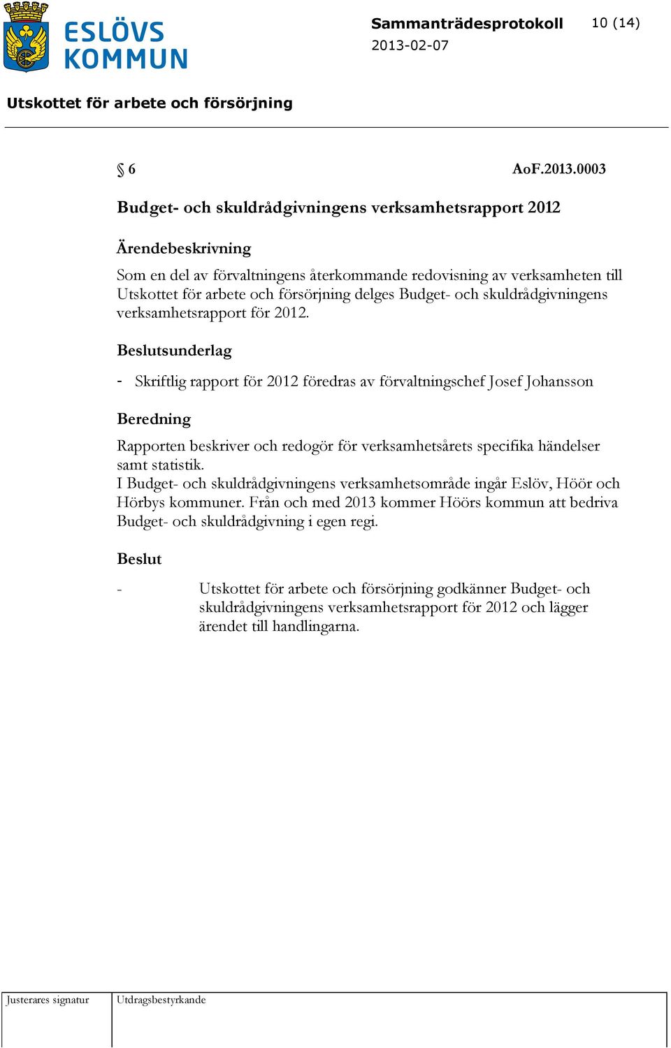 verksamhetsrapport för 2012.