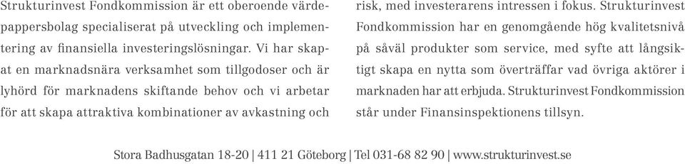 risk, med investerarens intressen i fokus.