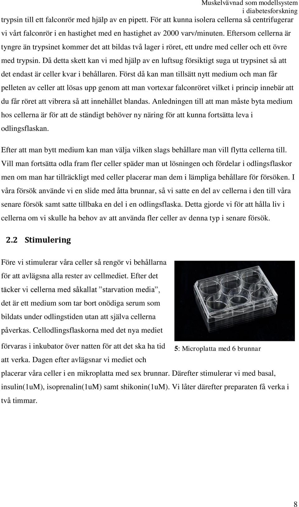Då detta skett kan vi med hjälp av en luftsug försiktigt suga ut trypsinet så att det endast är celler kvar i behållaren.