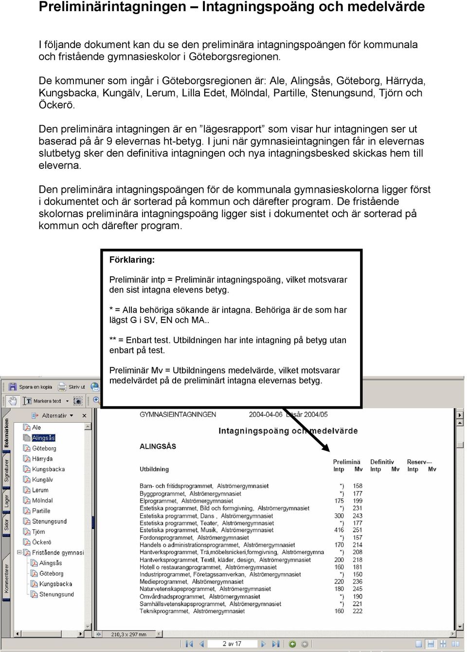 Den preliminära intagningen är en lägesrapport som visar hur intagningen ser ut baserad på år 9 elevernas ht-betyg.