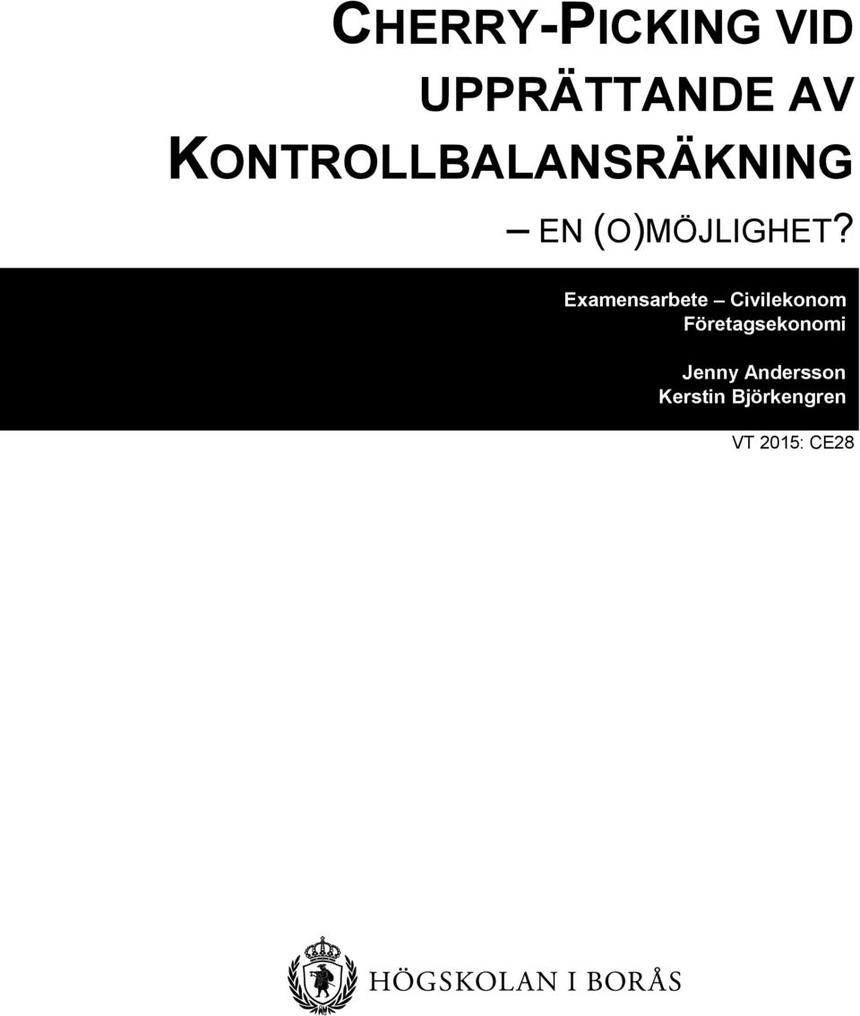 Examensarbete Civilekonom