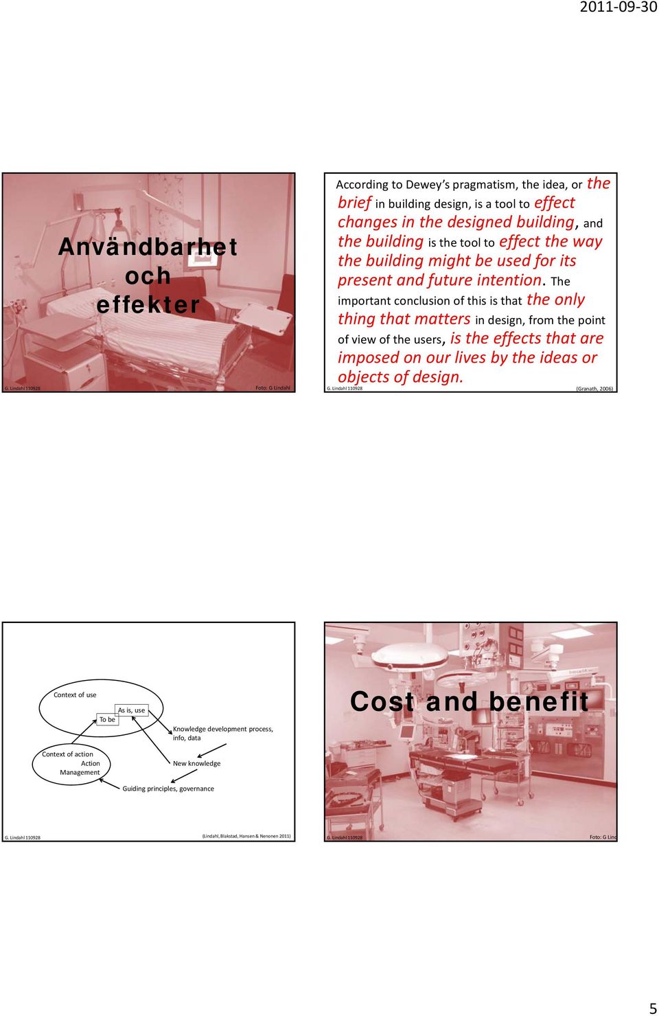 The important conclusion of this is that the only thing that matters in design, from the point of view of the users, is the effects that are imposed on our lives by the ideas or