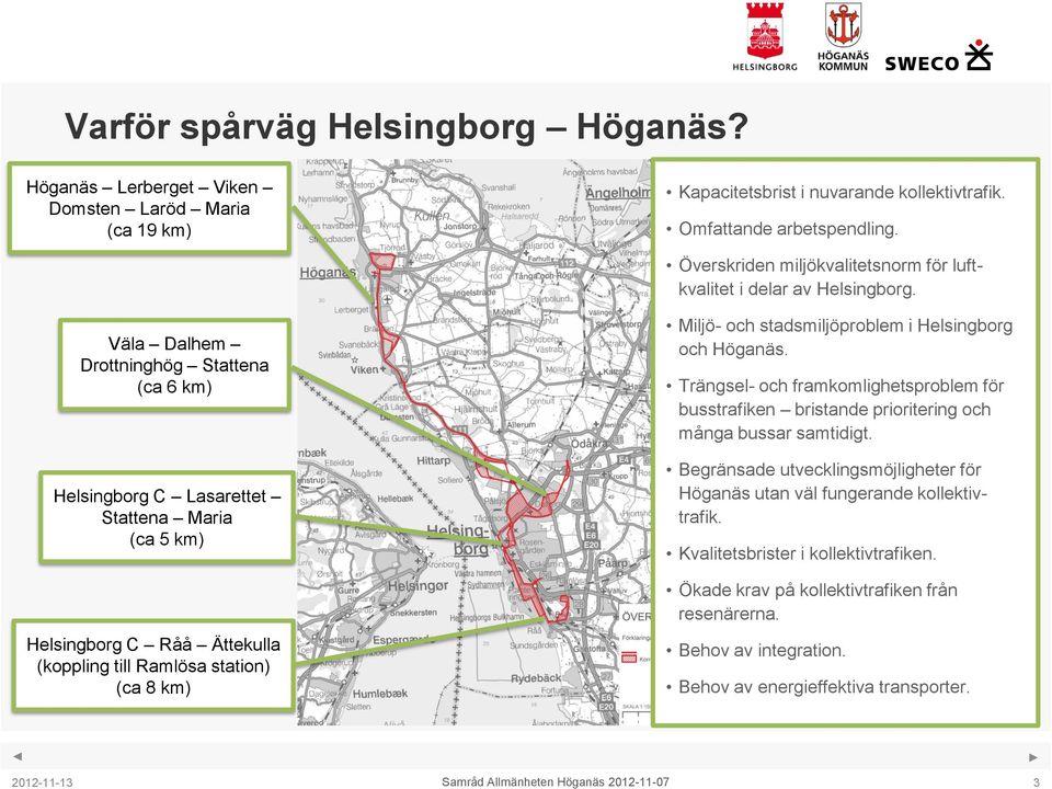 Väla Dalhem Drottninghög Stattena (ca 6 km) Helsingborg C Lasarettet Stattena Maria (ca 5 km) Helsingborg C Råå Ättekulla (koppling till Ramlösa station) (ca 8 km) Miljö- och stadsmiljöproblem i