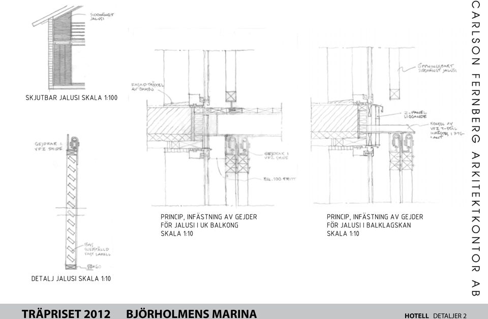 GEJDER FÖR JALUSI I BALKLAGSKAN SKALA 1:10 DETALJ JALUSI