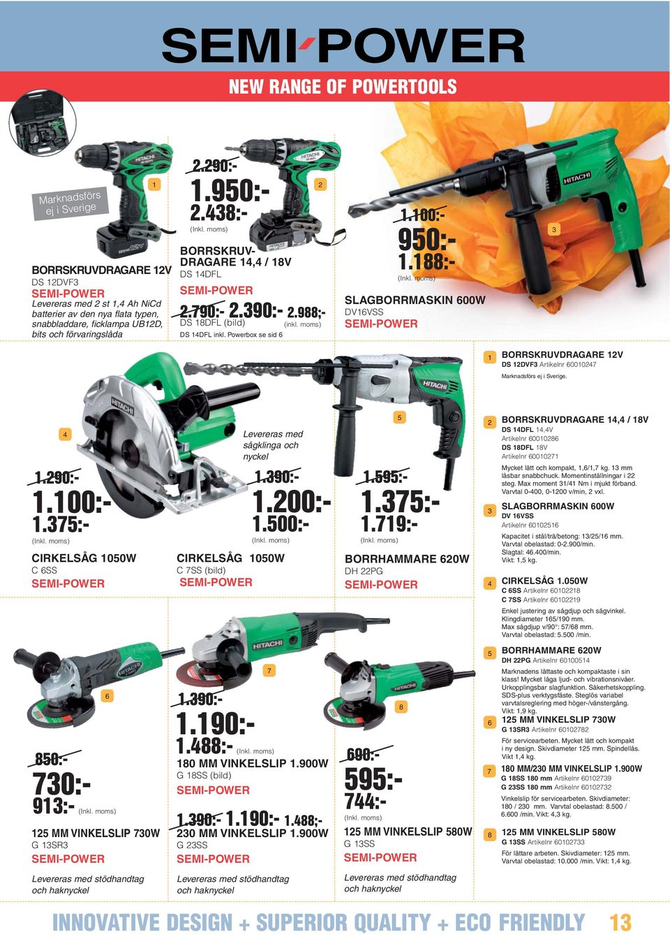 88:- SLAGBORRMASKIN 00W DVVSS SEMI-POWER BORRSKRUVDRAGARE V DS DVF Artikelnr 0007 Marknadsförs ej i Sverige..90:-.00:-.