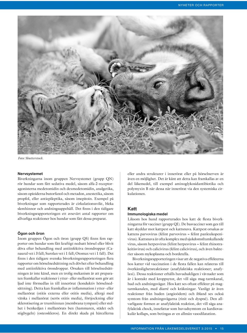 butorfanol och metadon, anestetika, såsom propfol, eller antiepileptika, såsom imepitoin. Exempel på biverkningar som rapporterades är cirkulationssvikt, bleka slemhinnor och andningsuppehåll.