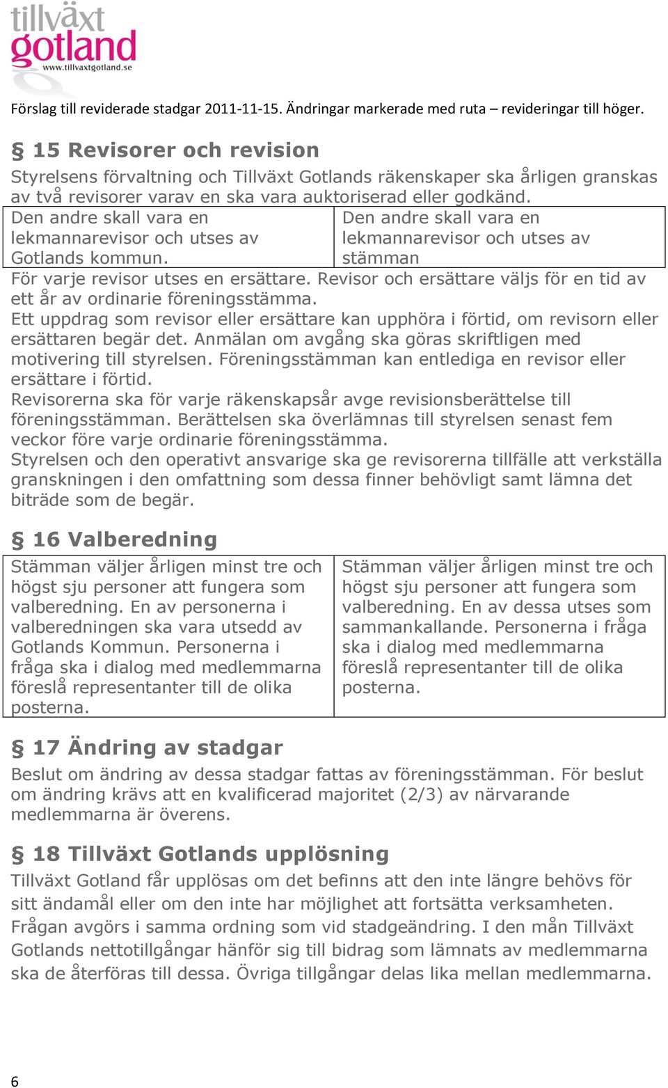 Revisor och ersättare väljs för en tid av ett år av ordinarie föreningsstämma. Ett uppdrag som revisor eller ersättare kan upphöra i förtid, om revisorn eller ersättaren begär det.