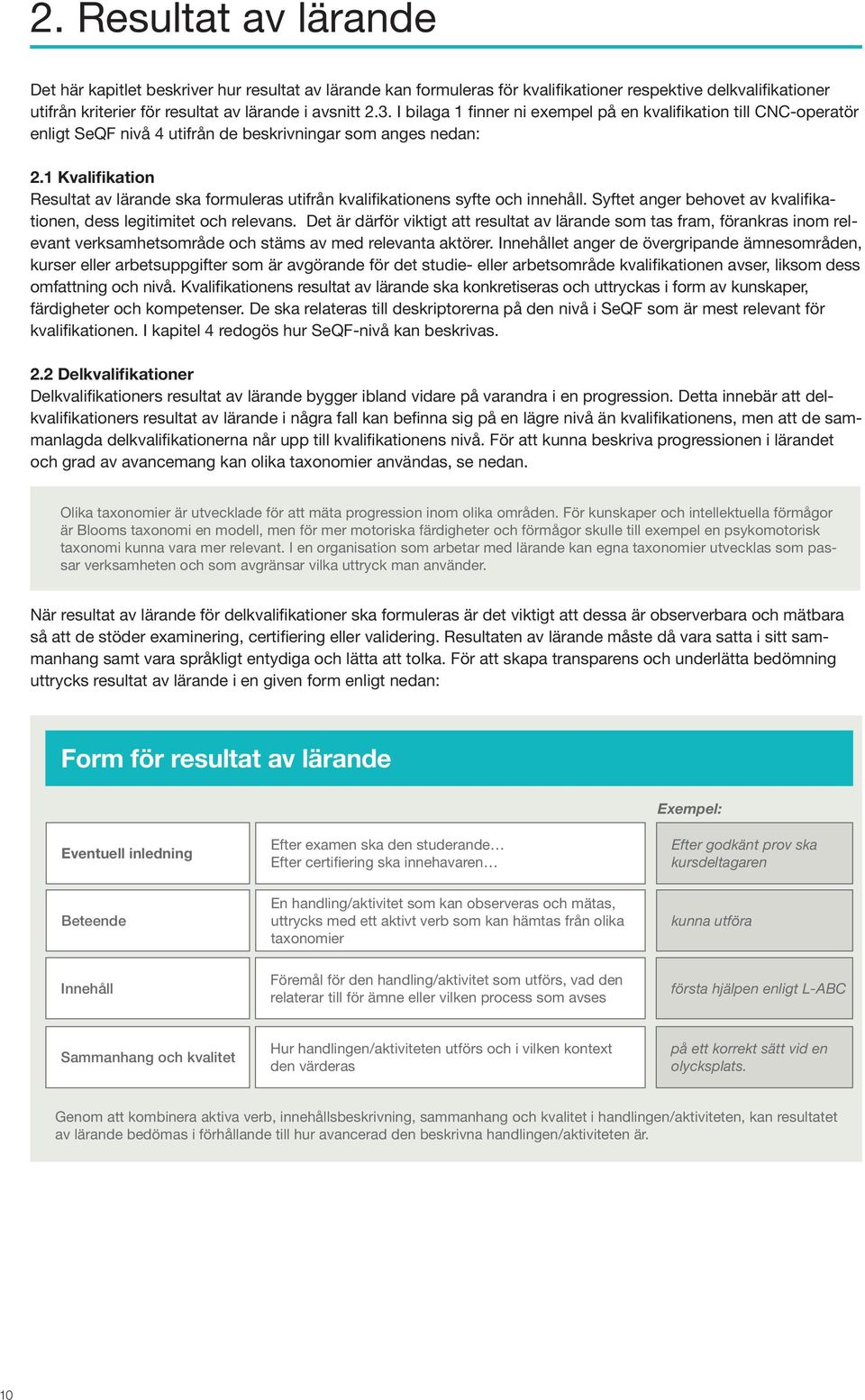 1 Kvalifikation Resultat av lärande ska formuleras utifrån kvalifikationens syfte och innehåll. Syftet anger behovet av kvalifikationen, dess legitimitet och relevans.