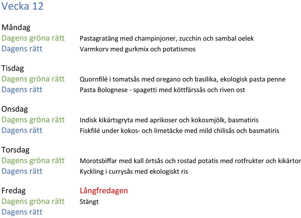 kikärtsgryta med aprikoser och kokosmjölk, basmatiris Fiskfilé under kokos- och limetäcke med mild chilisås och basmatiris