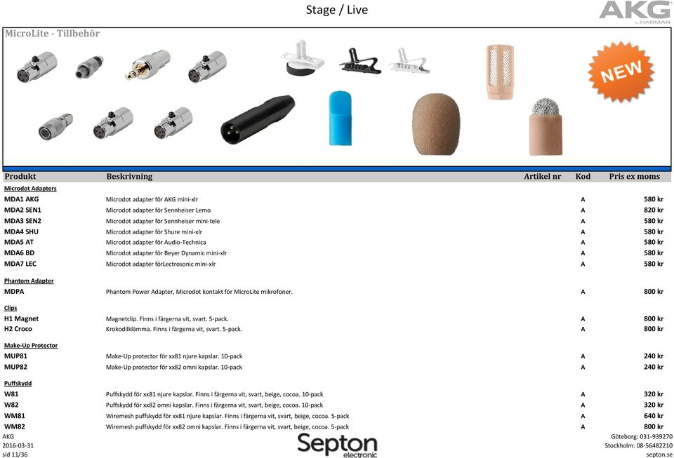 kr 580 kr 580 kr 580 kr 580 kr 580 kr Phantom Power dapter, Microdot kontakt för MicroLite mikrofoner. 800 kr 800 kr 800 kr Phantom dapter MDP lips H1 Magnet H2 roco Magnetclip.