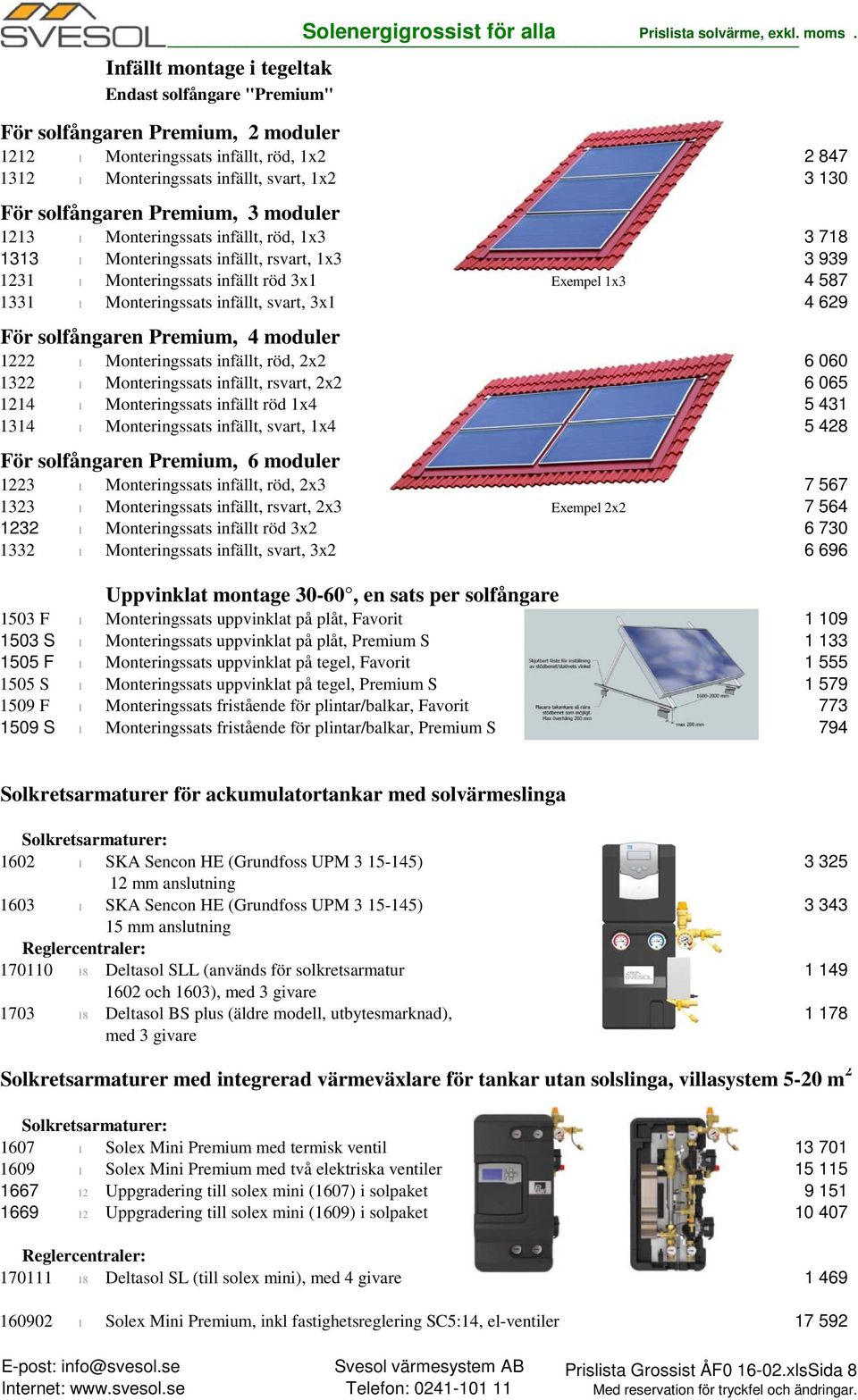 infällt, svart, 3x1 4 629 För solfångaren Premium, 4 moduler 1222 1 Monteringssats infällt, röd, 2x2 6 060 1322 1 Monteringssats infällt, rsvart, 2x2 6 065 1214 1 Monteringssats infällt röd 1x4 5 431