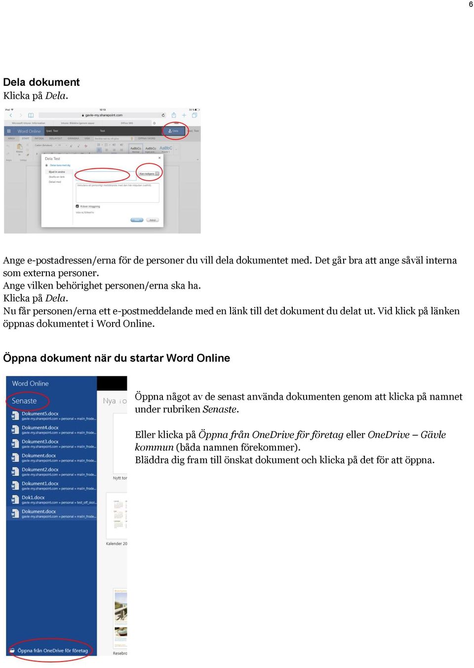 Vid klick på länken öppnas dokumentet i Word Online.