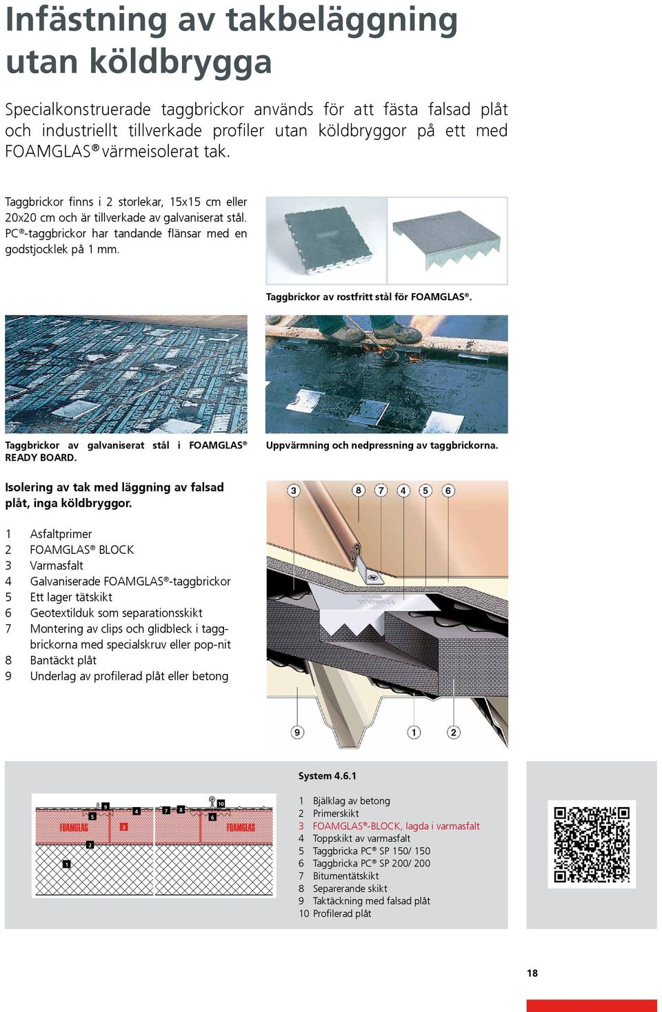 Taggbrickor av rostfritt stål för FOAMGLAS. Taggbrickor av galvaniserat stål i FOAMGLAS READY BOARD. Uppvärmning och nedpressning av taggbrickorna.