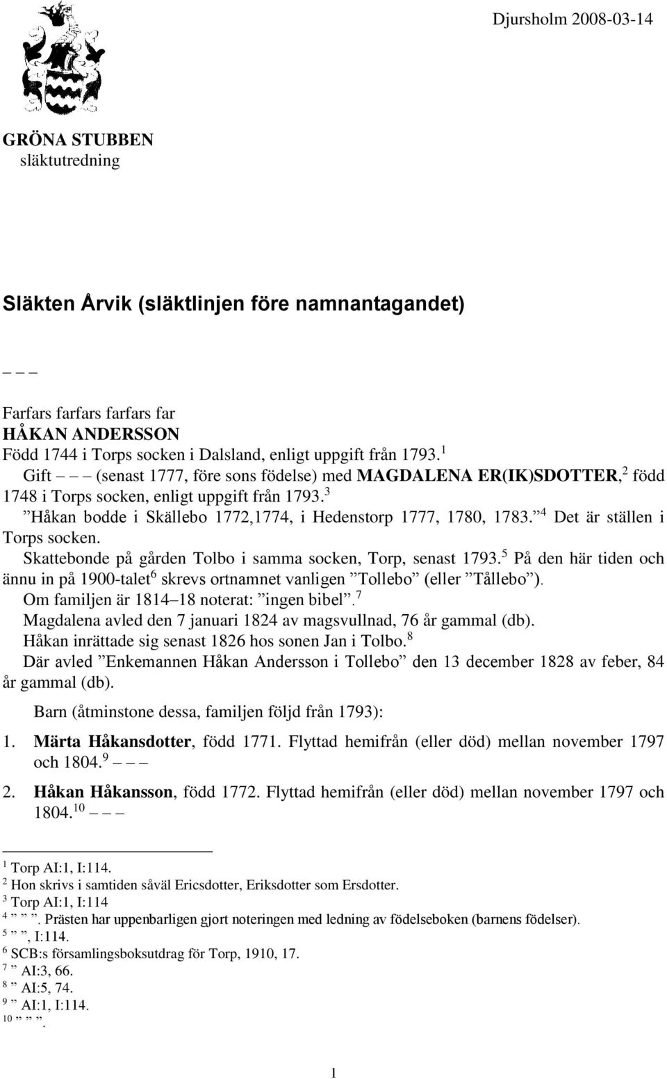 4 Det är ställen i Torps socken. Skattebonde på gården Tolbo i samma socken, Torp, senast 1793. 5 På den här tiden och ännu in på 1900-talet 6 skrevs ortnamnet vanligen Tollebo (eller Tållebo ).