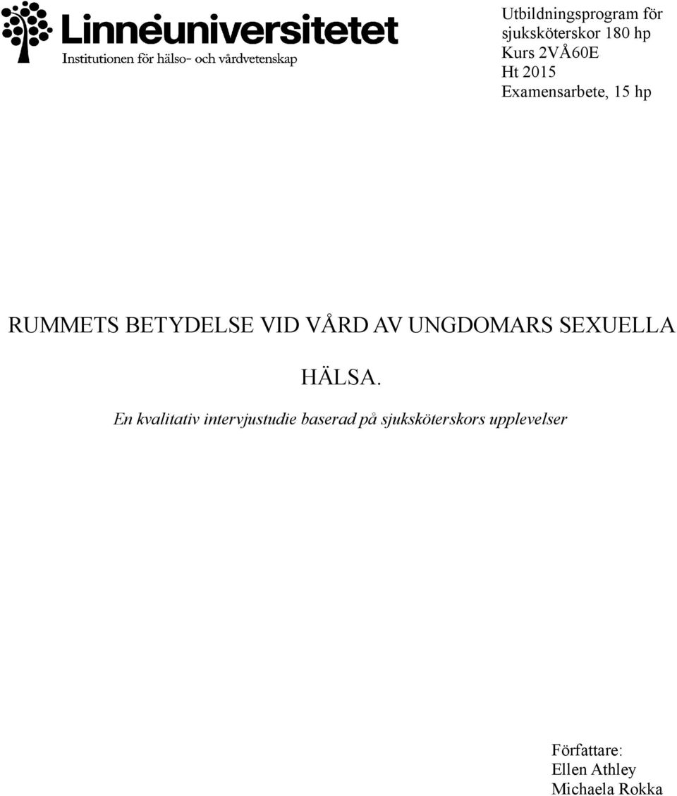 UNGDOMARS SEXUELLA HÄLSA.