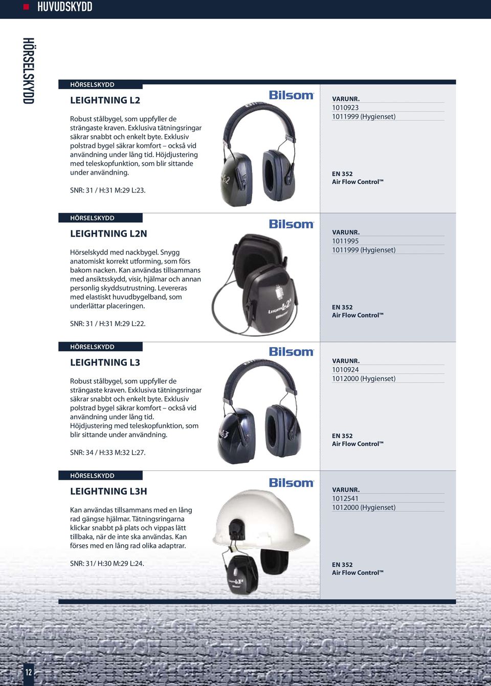 Snygg anatomiskt korrekt utforming, som förs bakom nacken. Kan användas tillsammans med ansiktsskydd, visir, hjälmar och annan personlig skyddsutrustning.