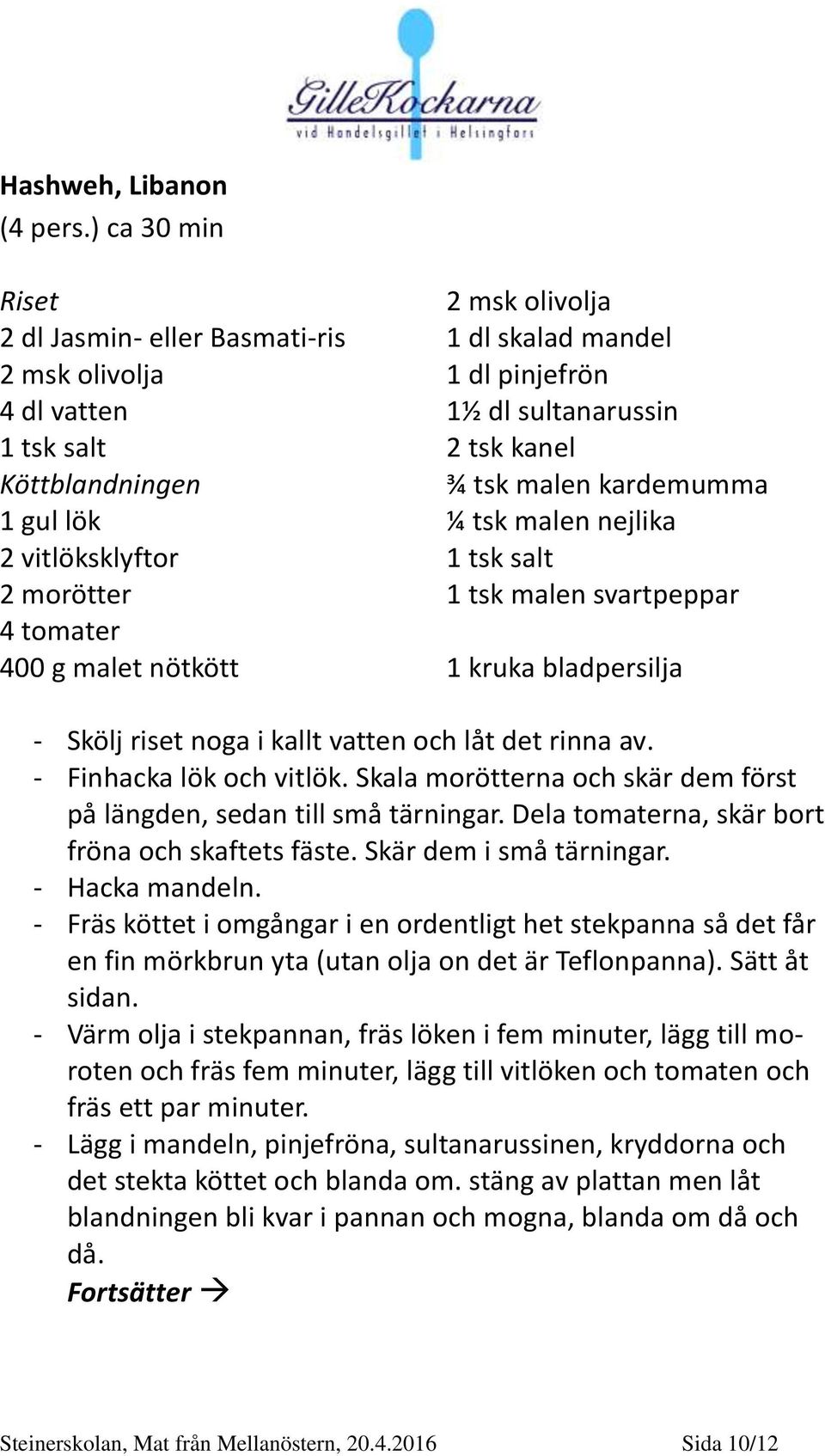 mandel 1 dl pinjefrön 1½ dl sultanarussin 2 tsk kanel ¾ tsk malen kardemumma ¼ tsk malen nejlika 1 tsk salt 1 tsk malen svartpeppar 1 kruka bladpersilja - Skölj riset noga i kallt vatten och låt det