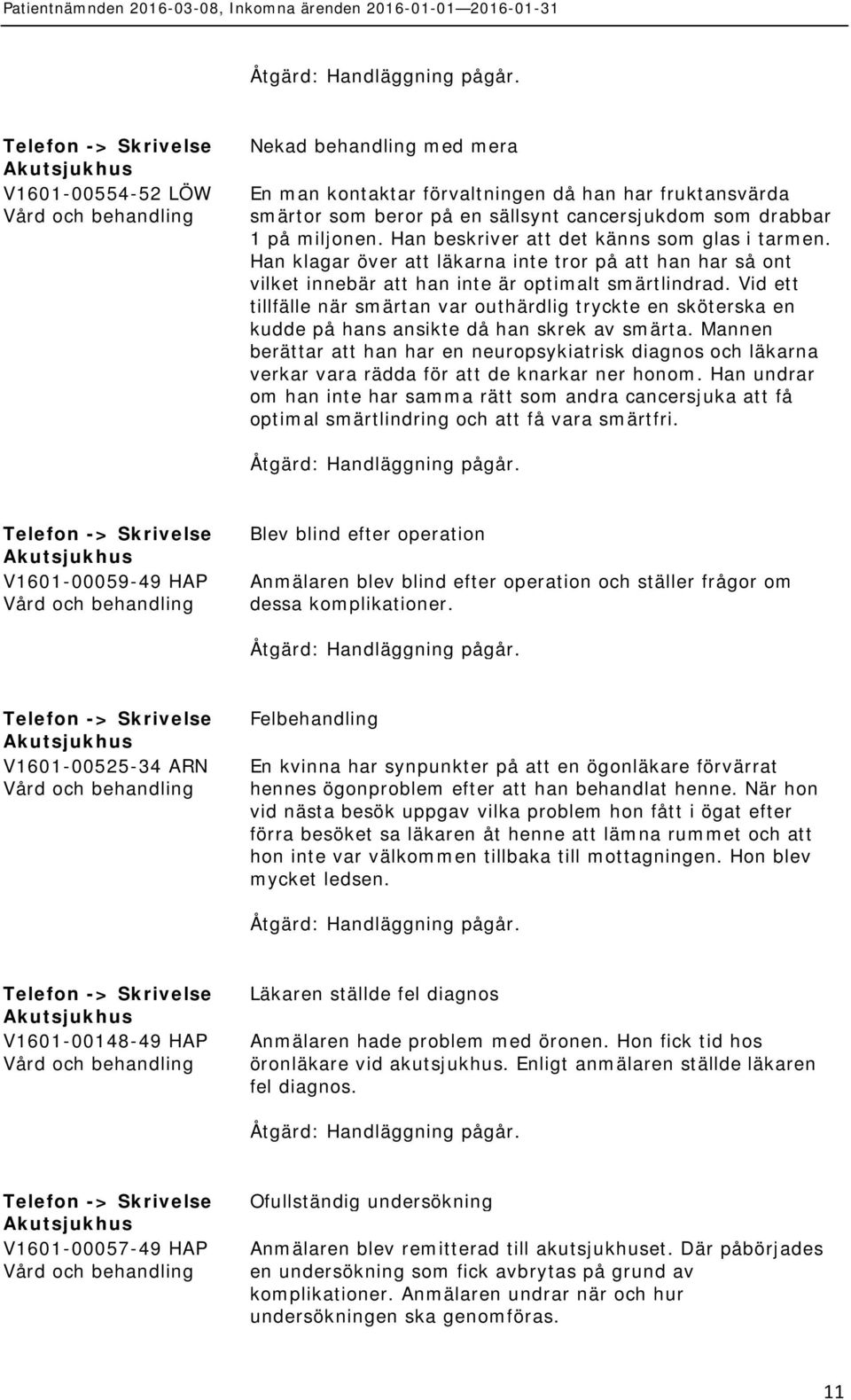 Vid ett tillfälle när smärtan var outhärdlig tryckte en sköterska en kudde på hans ansikte då han skrek av smärta.
