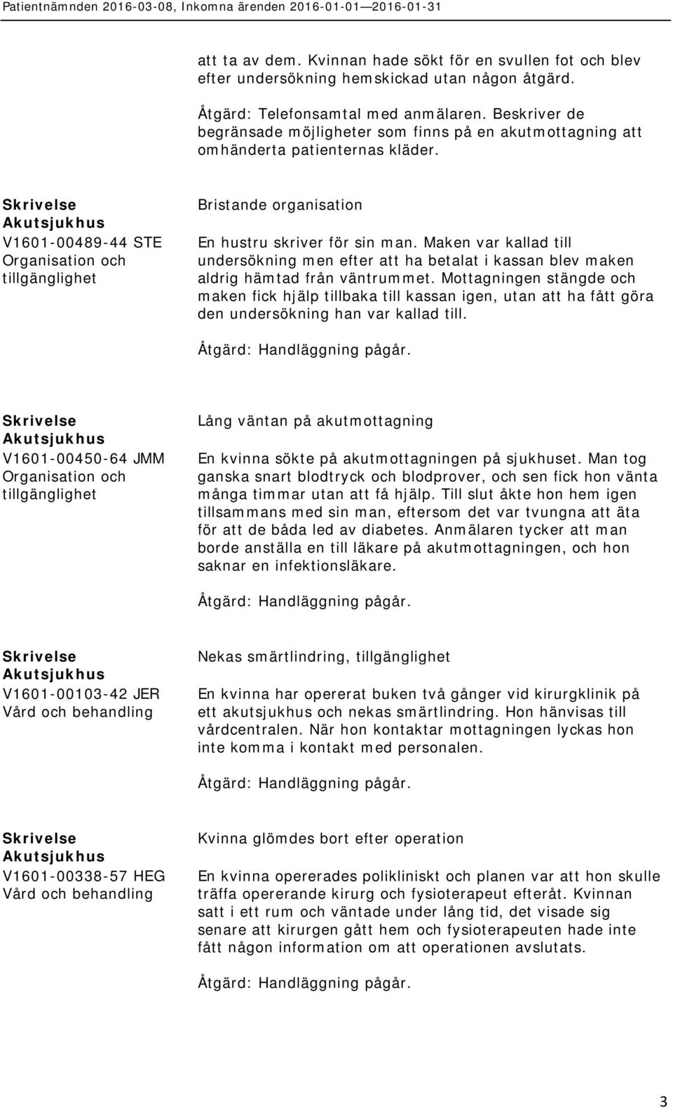 V1601-00489-44 STE Organisation och tillgänglighet Bristande organisation En hustru skriver för sin man.
