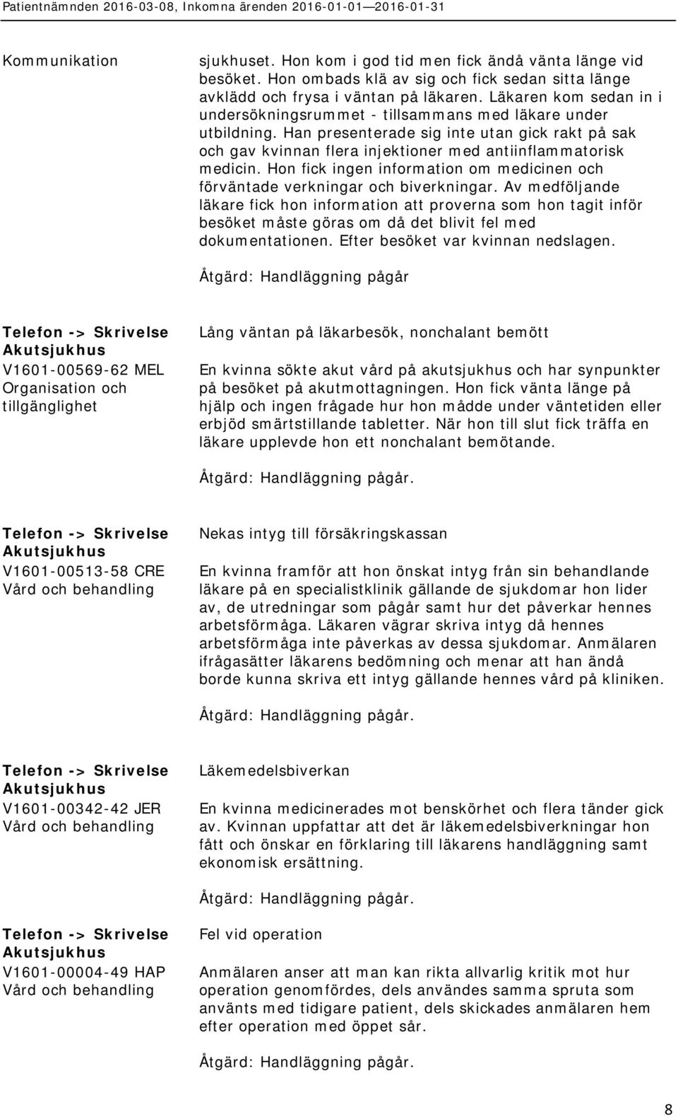 Hon fick ingen information om medicinen och förväntade verkningar och biverkningar.