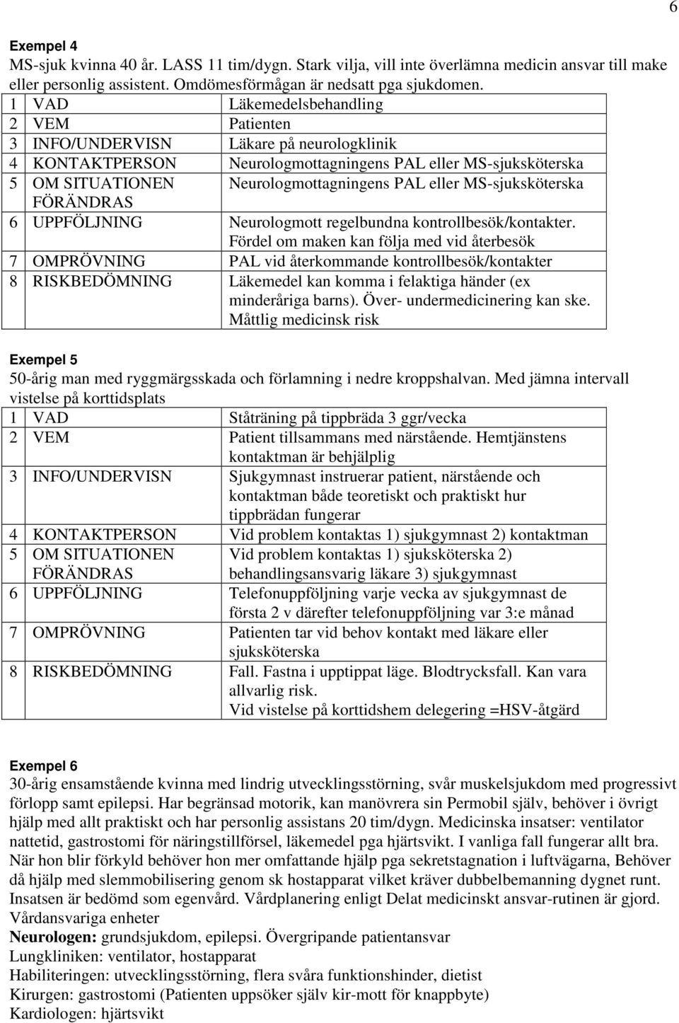 MS-sjuksköterska 6 UPPFÖLJNING Neurologmott regelbundna kontrollbesök/kontakter.