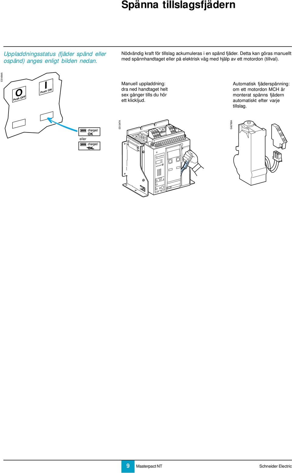 Detta kan göras manuellt med spännhandtaget eller på elektrisk väg med hjälp av ett motordon (tillval).