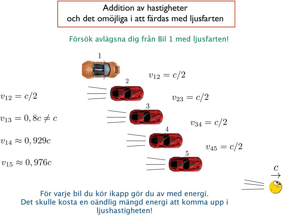 1 2 v 12 = c/2 v 12 = c/2 v 13 =0, 8c 6= c v 14 0, 929c v 15 0, 976c 3 4 v 23 = c/2 v