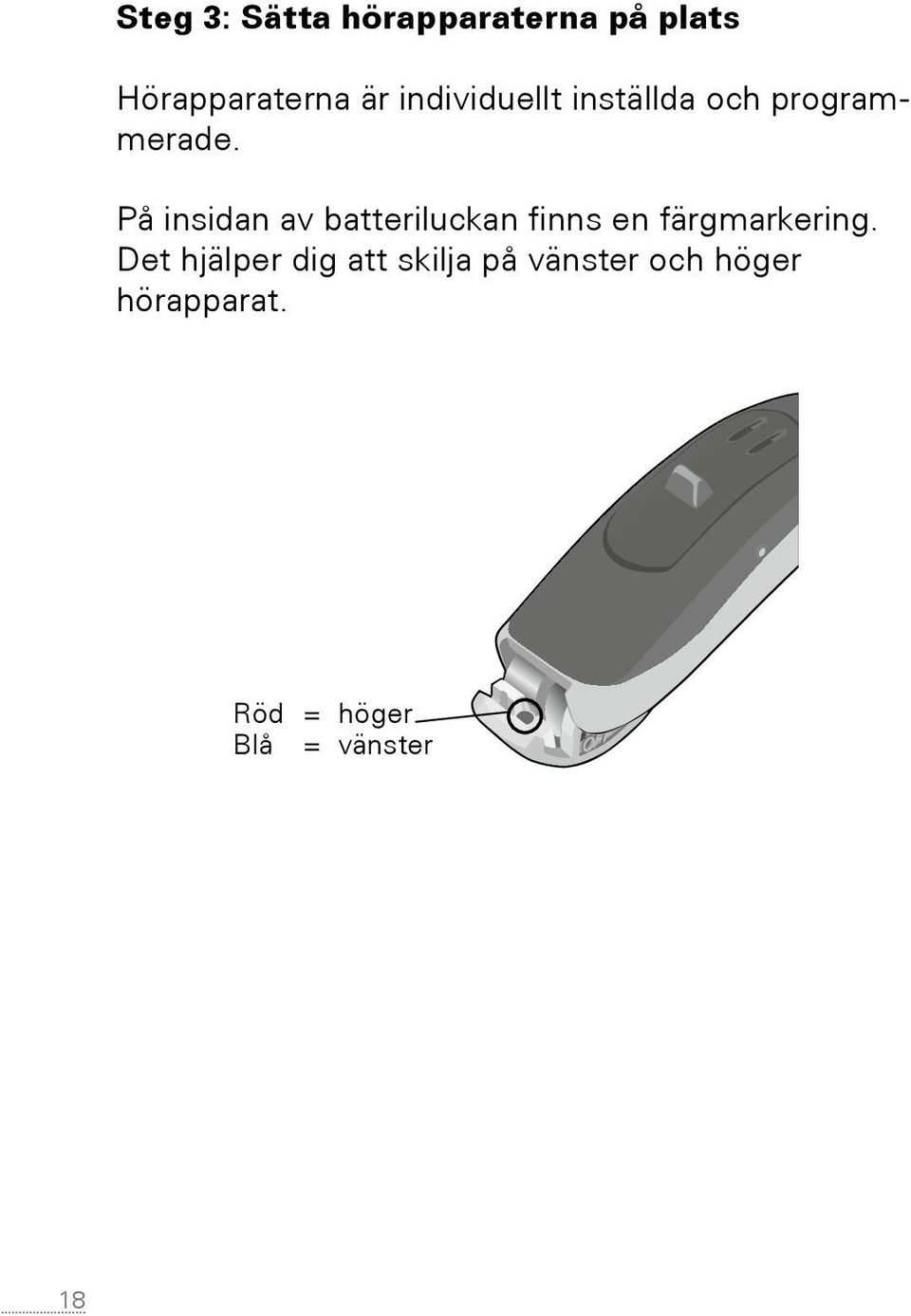 På insidan av batteriluckan finns en färgmarkering.