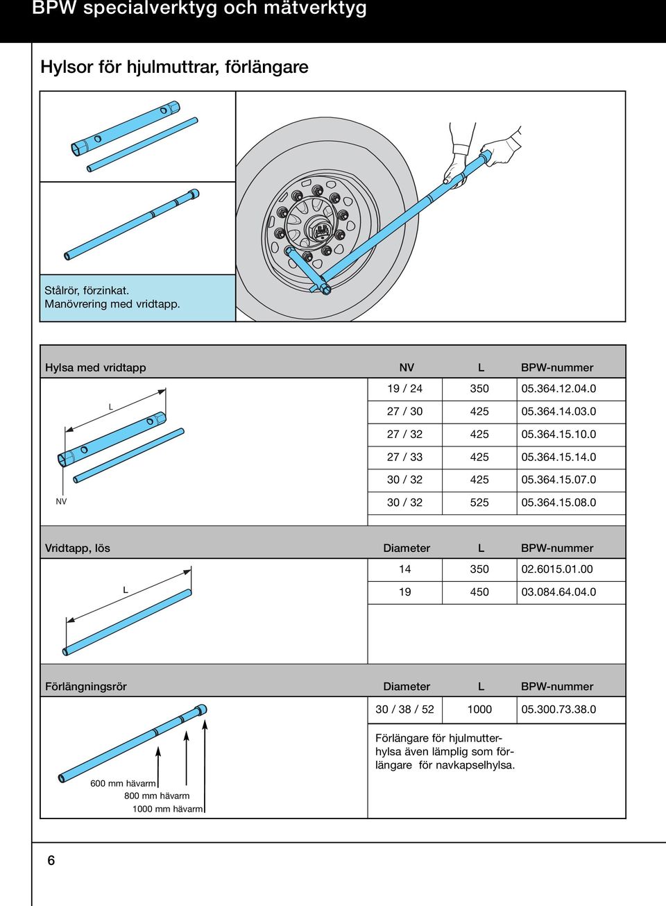 364.15.07.0 30 / 32 525 05.364.15.08.0 Vridtapp, lös Diameter L BPW-nummer 14 350 02.6015.01.00 L 19 450 03.084.64.04.