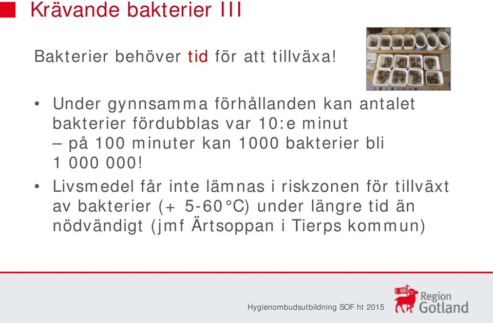 100 minuter kan 1000 bakterier bli 1 000 000!
