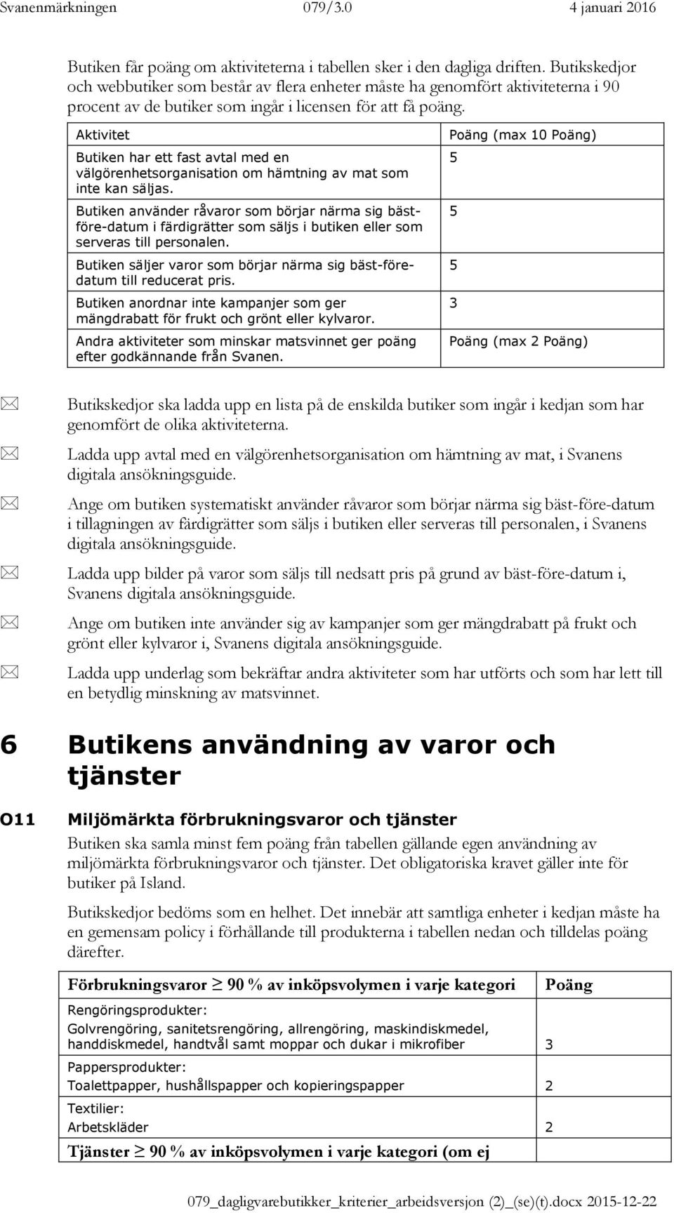 Aktivitet Butiken har ett fast avtal med en välgörenhetsorganisation om hämtning av mat som inte kan säljas.