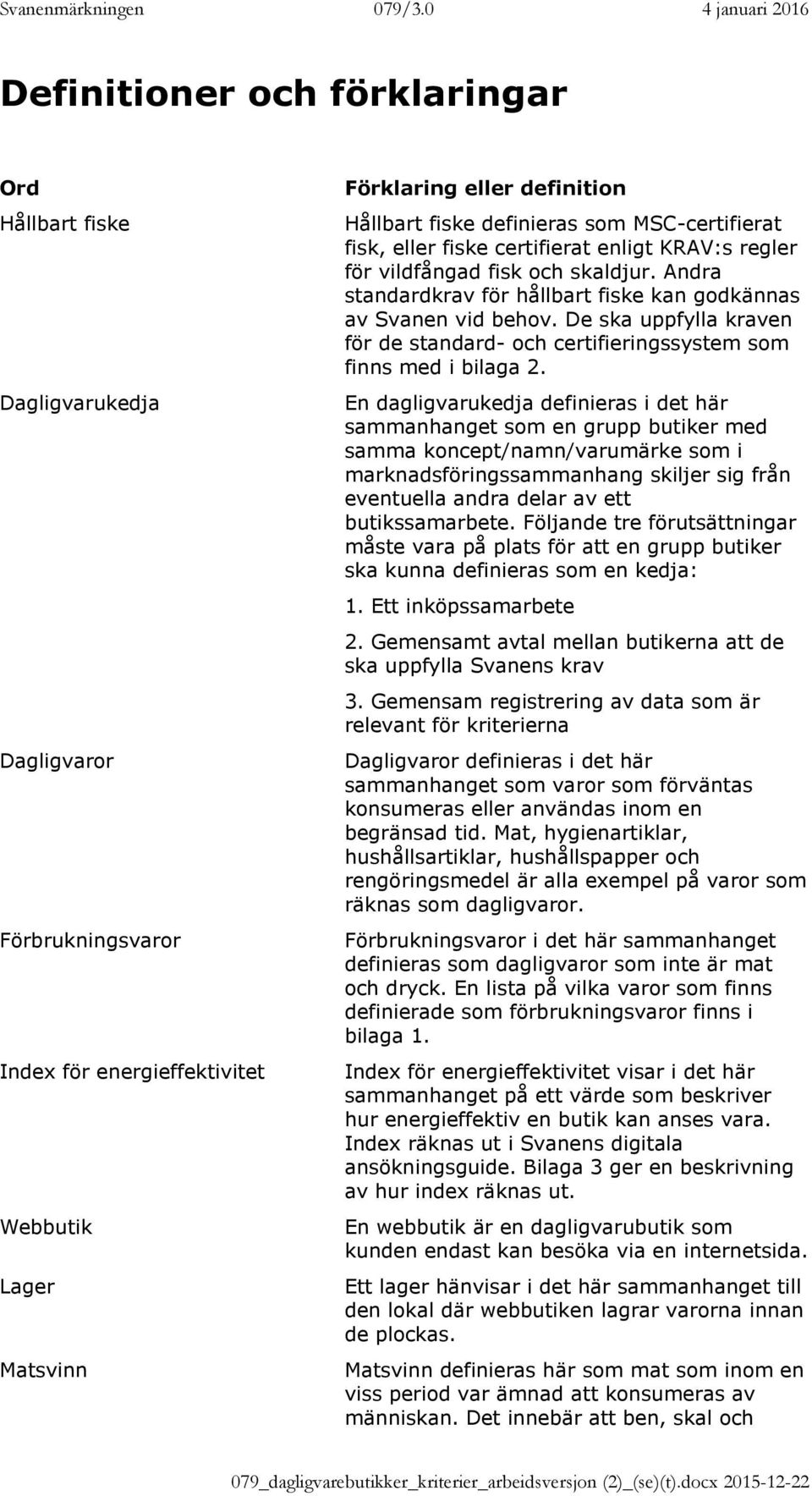 De ska uppfylla kraven för de standard- och certifieringssystem som finns med i bilaga 2.