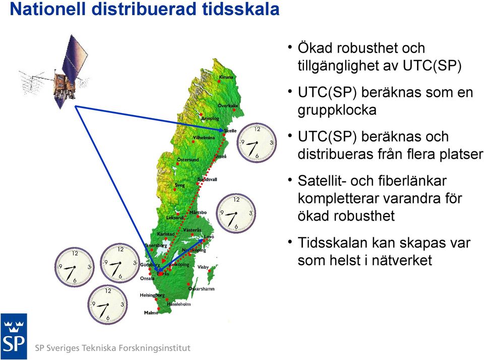 distribueras från flera platser Satellit- och fiberlänkar kompletterar