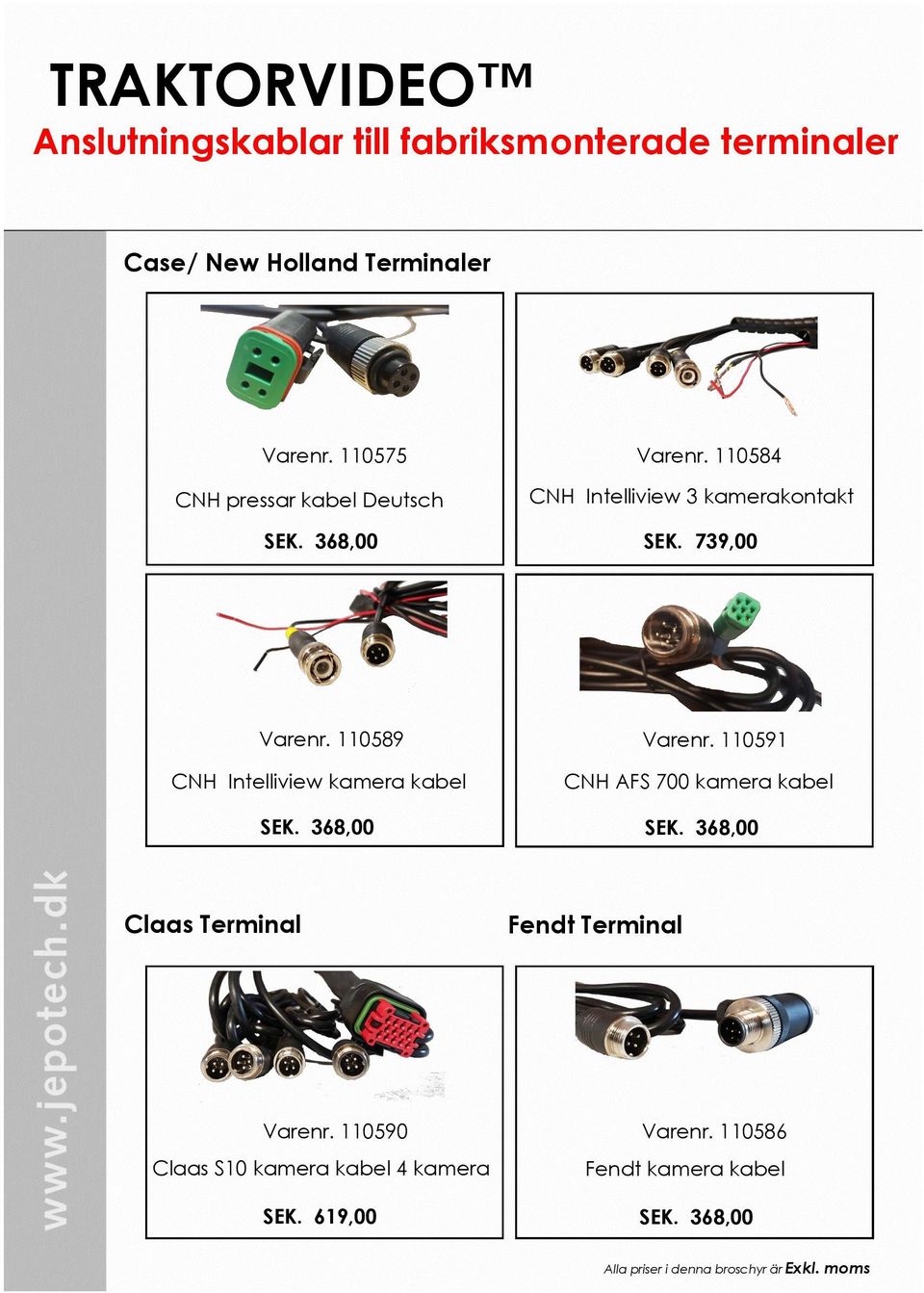 110589 CNH Intelliview kamera kabel Varenr.